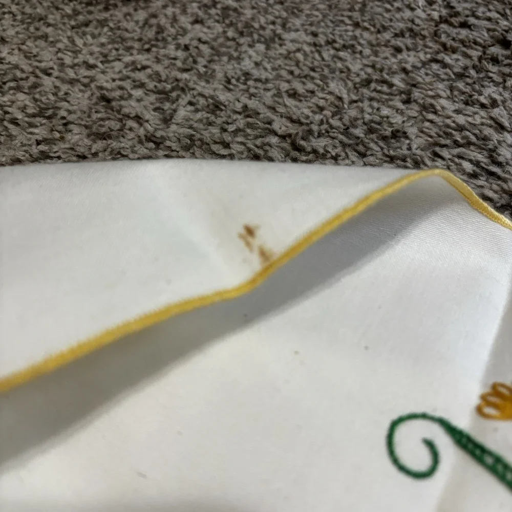 Embroidered Floral Table Dresser Runners Oblong Vintage Yellow Green 2 Sizes